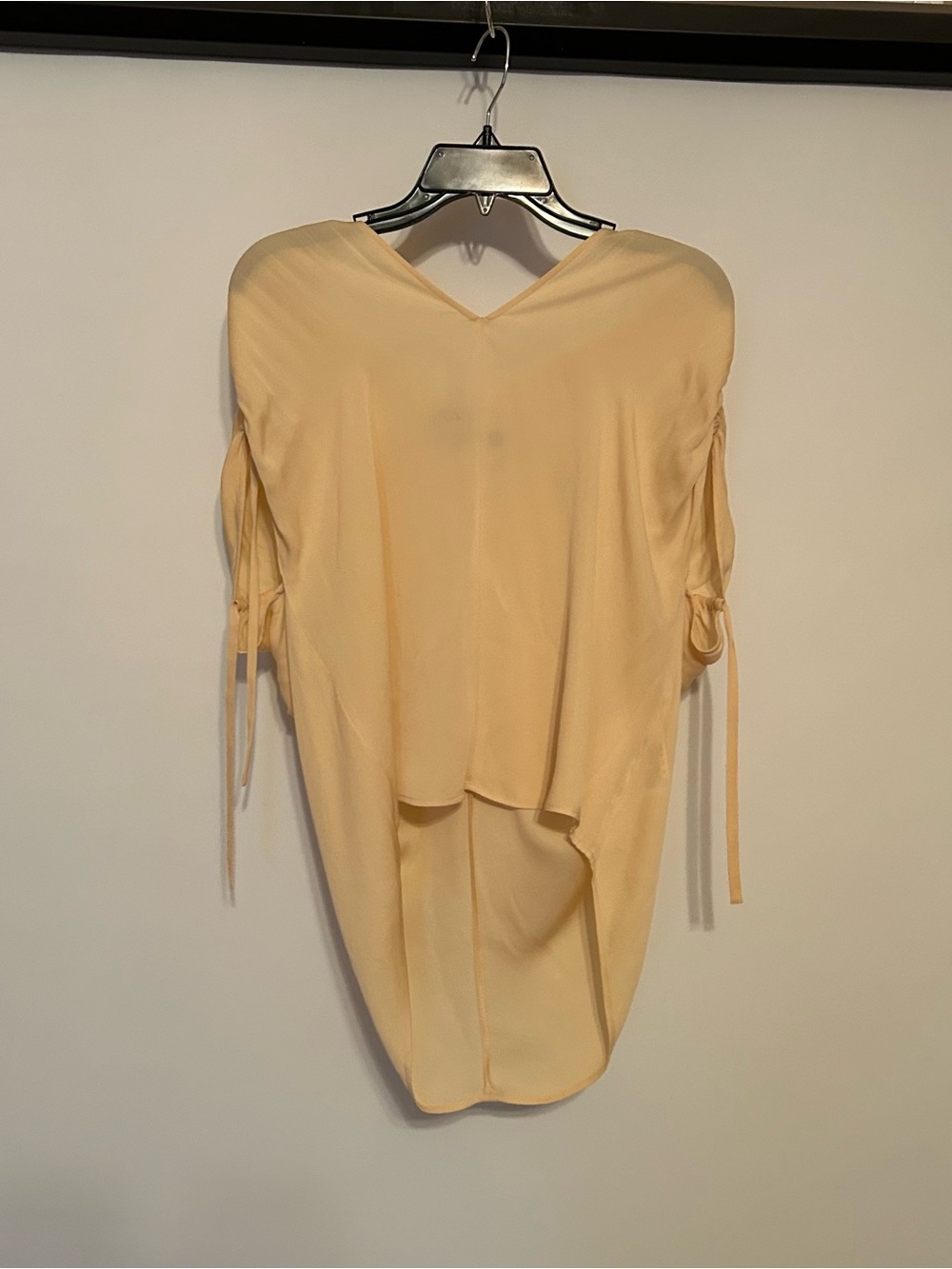 Light Yellow V-Neck Draped Blouse